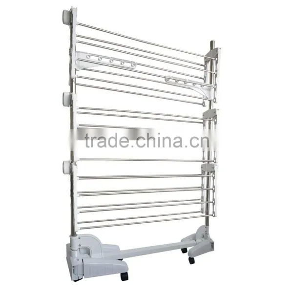 Clothes Airer Drying Rack Extra Large Deluxe 3 Tier Clothes Drying Rail (20M Hanging Space) White and Orange Folding Hangers Fla photo-2
