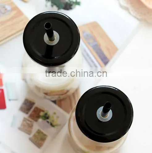 500ml Bulk Glass Milk Bottle Manufacturer With Metal Cap and Plastic Straw photo-3