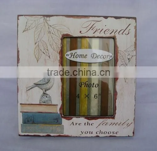 Beautiful Paper Printing Wooden Photo Frame 4x6'' Opening With Birds and Flower Desgin photo-2