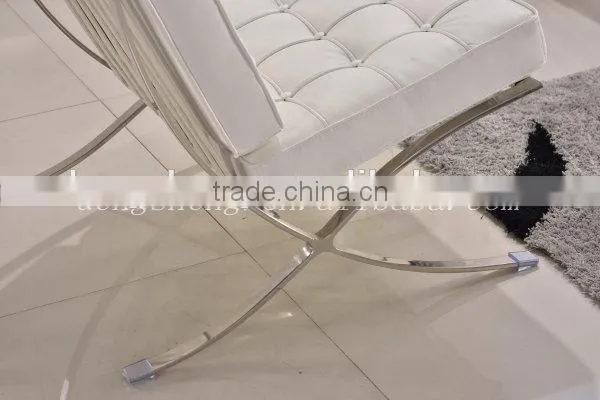 Mid Century Modern Classic Barcelona Style Replica Lounge Chair&Ottoman With PU or White Leather and Stainless Steel Frame photo-4