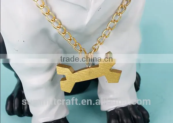 Fashion Hip-hop Style Resin Black Engligh Bulldogs Statue for Sale photo-4