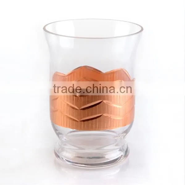 High Quality Glass Hurricane and Glass Candle Holder With Cooper photo-3