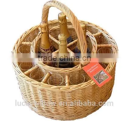 Willow Drinks Baskets, ,Glass Divider Basket,wicke Bottle Carrier Basket photo-6