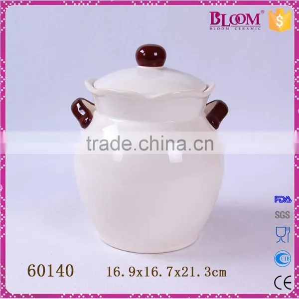 Decal Apple Desgin Ceramic Pot With Lid and Two Handle photo-3