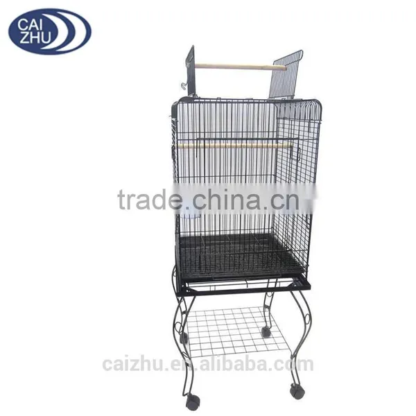 20" Open Top Parrot Cage With Stand In Black photo-2