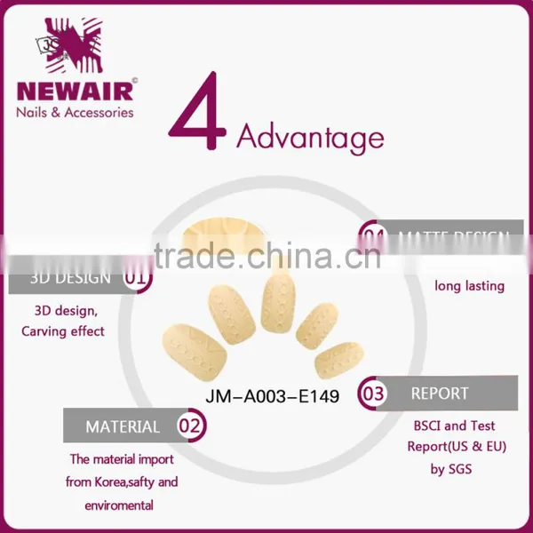 3D Natural Carving Matt Design False Nail Tips photo-3