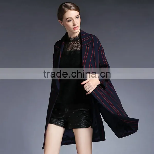 XL-5XL Women Trench Coat Winter New Design Elegant Ladies Double Breasted Striped Trendy Outerwear Classic Swing Coats Plus Size photo-2