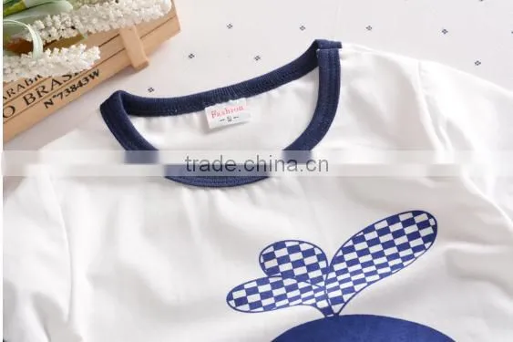 100% Cotton Boy Summer Clothes Set Kids Garment Whale Print photo-3