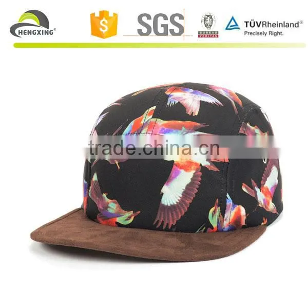 5 Panel Camp Hat Eagle Birds Printed Black Custom-made 5 Panels Cap photo-3