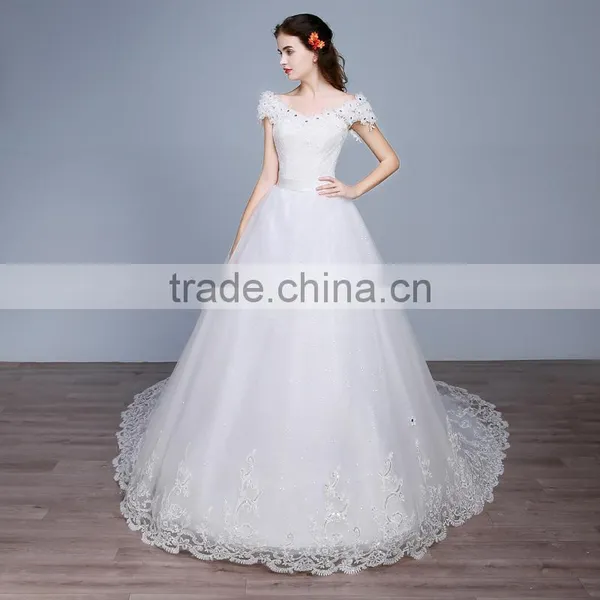 MGOO Custom Made Long Tail Romantic Wedding Dress Simple Lace Up Cap Sleeves Fashion Hi Low Petticoat photo-4