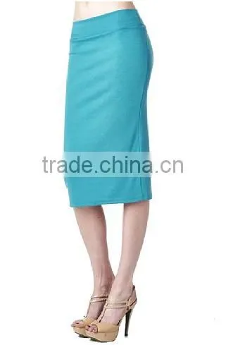 Women Plus Size High Stretch Below Knee Pencil Skirt photo-3