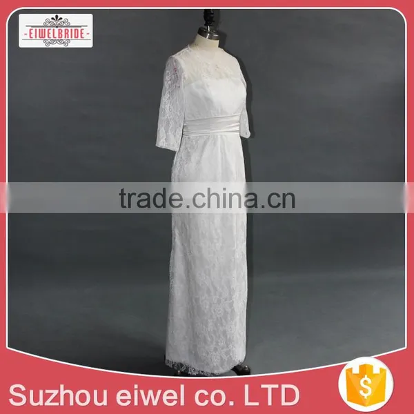 2017 Short Sleeve Sheath/Column New Wedding Dress Lace Appliques photo-2