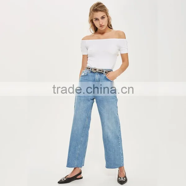 Drawstring Eyelet Ribbed Top Bardot Neckline off Shoulder Bodysuit photo-4