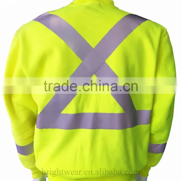 80% Polyester 20% Cotton Fleece hi Vis Safety Sweatshirt With Heat-applied Reflective Tape Meet CSA Z96 Requirement photo-2