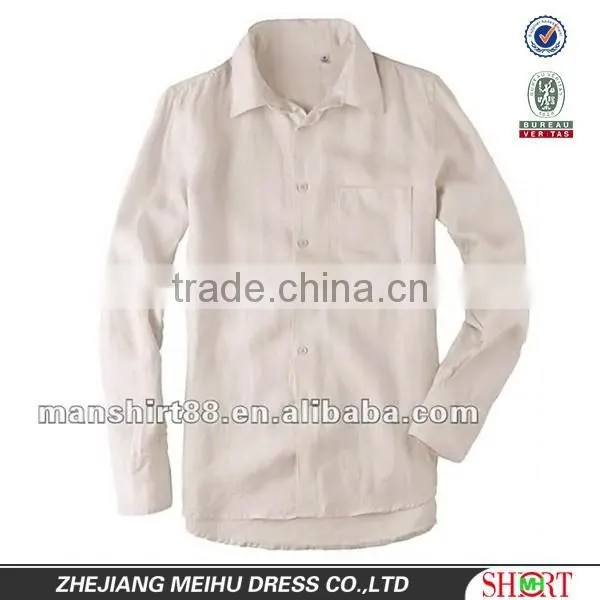 Exclusive Style Natural Fiber 100%Organic White Linen Shirt for Men Peaked Collar S,M,L,XL,XXL photo-2