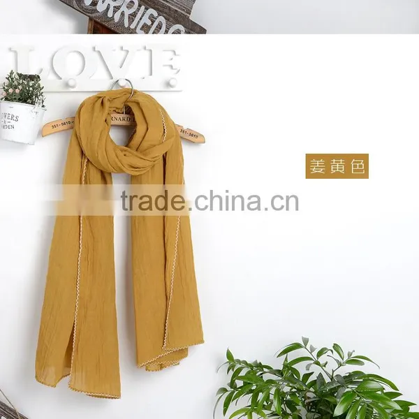 New Fashion Custom Viscose Lace Trimming Hijab Scarf photo-3