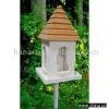 Sell Wooden Bird Feeder With Natural Wood Roof & Metal Pole