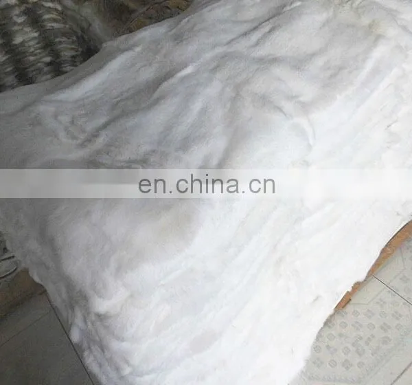 Thick and Soft Raw or Dyed Color Real Rabbit Fur Blanket photo-2