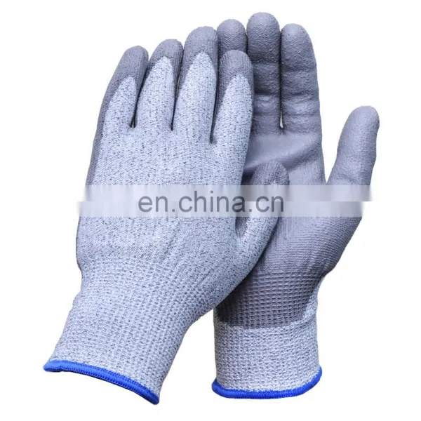 en 388 Level 5 PU Cotton Cut Resistant Work Industrial Safety Gloves photo-3