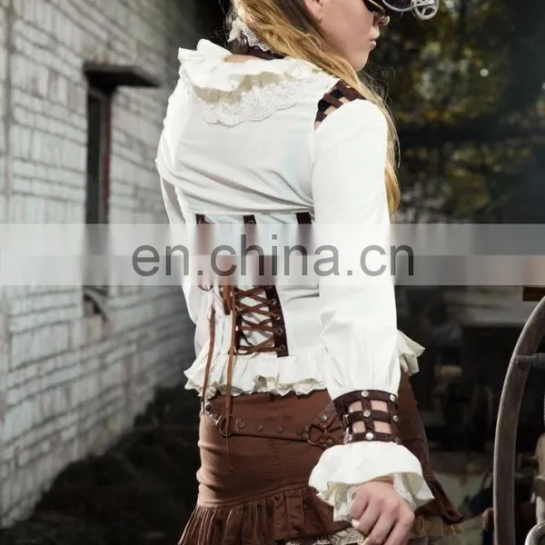 Steampunk Long Sleeve Shirt With Choker-collar photo-6