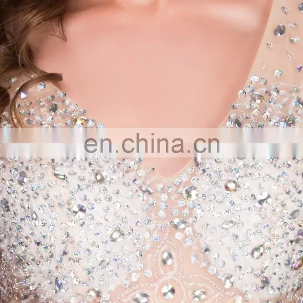 Grace Karin Women Sexy Backless V-Neck High-Split Shining Rhinestone Sequins Red Long Prom Dresses CL008914-1 photo-5