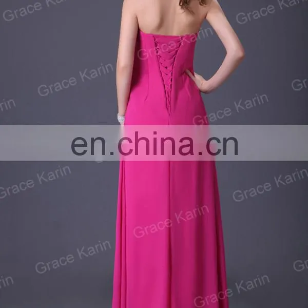 Grace Karin Ladies Sexy Strapless White Long Evening Dress CL3105-3# photo-3