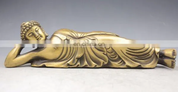 Thailand Temple Bronze Brass Rest Sleep Sakyamuni Reclining Buddha Statue photo-2