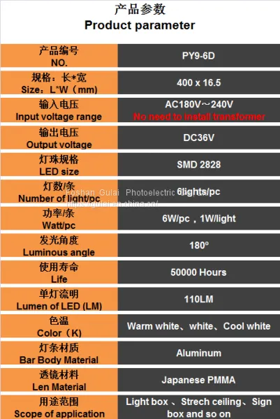 AC220V Don't Need Drivers IP 20 PY9-6D Rigid Backlit Len Led Strips for Light Boxes photo-5