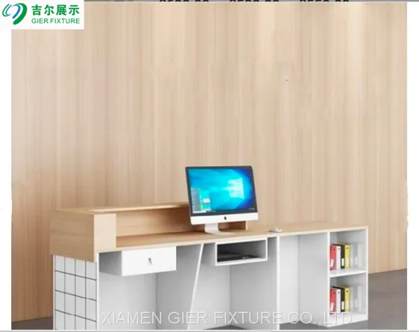 Miniso Wooden Cashier Desk Checkout Counter for Sale Reception Desk Checkout Counters for Retail Stores Cashier Counter photo-4