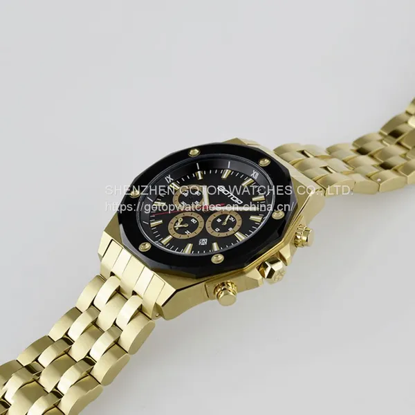 FEATURES OF SS299 GOLD AND BLACK MEN'S STAINLESS STEEL WATCH photo-3