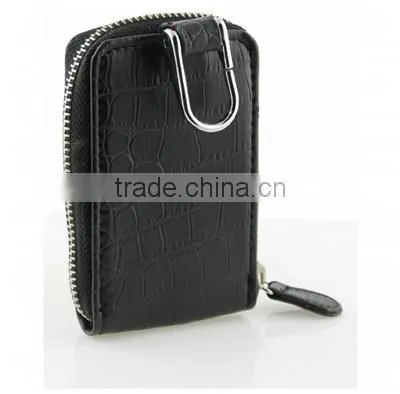Unisex Genuine Leather Zip Around Key Case Multipurpose Clip Key Chain photo-3