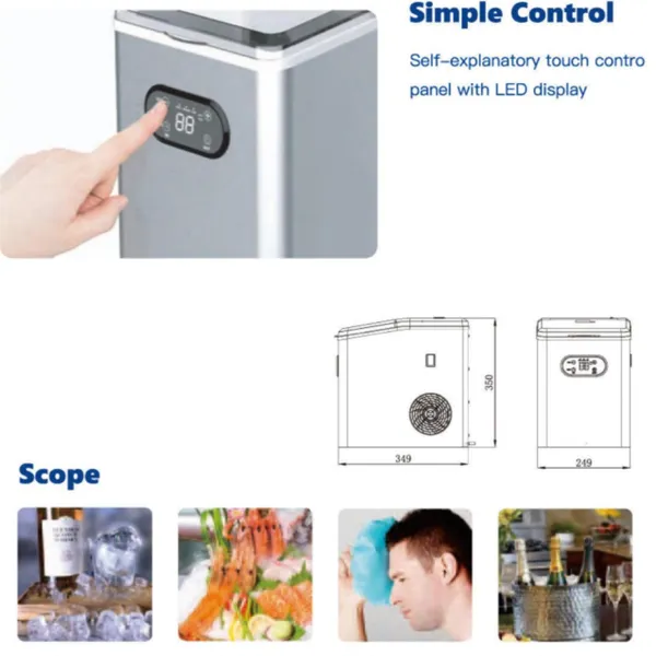 Ice Maker -- 24pcs Cube Shape, Stainless Steel Body, Capacity: 20-25kg/24h, Fast Ice Making, Self-cleaning photo-3
