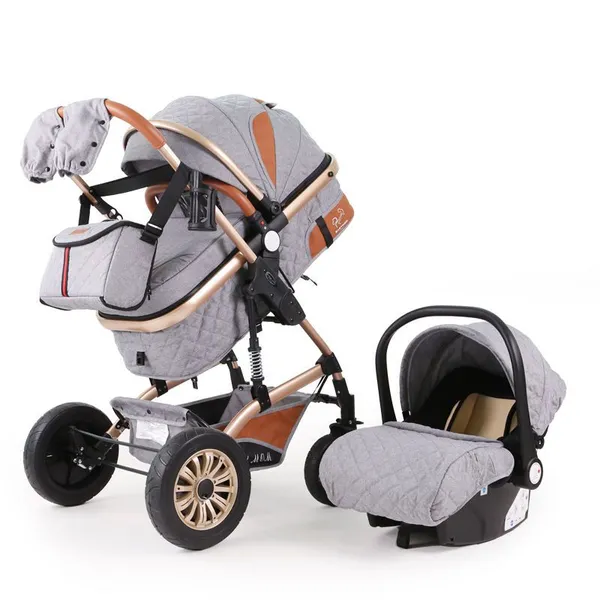 Luxury 3-in-1 Multifunction Baby Stroller With Removable Carry Cot Pram Wholesale Option - Buy Two-way High Landscape Stroller Oxford Material Newborn photo-2