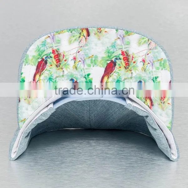 Guangjia 2016 High Quality Denim Leather Patch Light Blue Snapback Cap photo-3