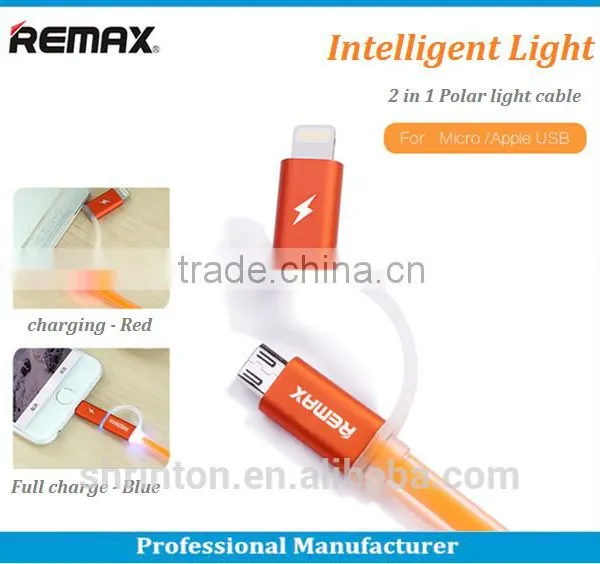 Remax 2 in 1 Double-sided Flat With Led Usb Cable ,for Both Iphone and Samsung photo-6