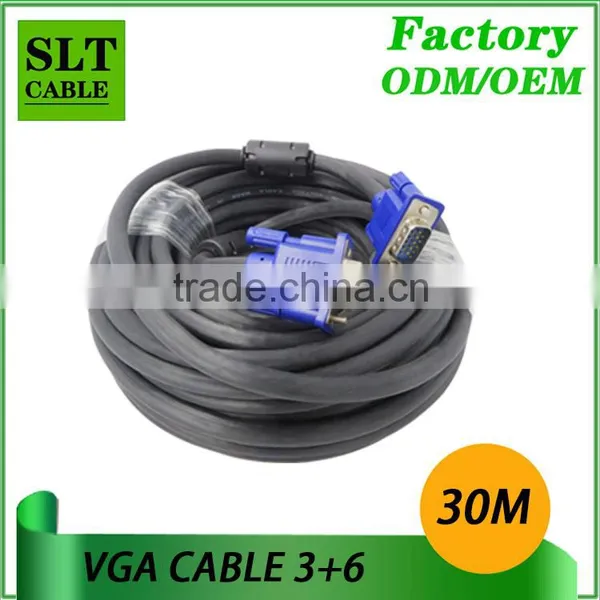 Shenlantuo Hot Sale 3+6 VGA Cable Male to Male 30M 15pin Vga Cga Cable for Projector Computer Monitor Laptop LCD Etc Multimedia