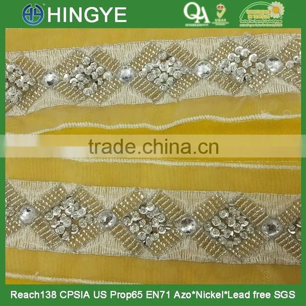 High Quality Fashion Beaded Sequin Trims With Acrylic Stone for Clothing M100 photo-2