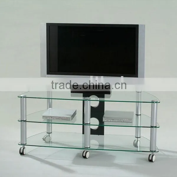 Modern TV Stand/ Glass TV Showcase With Wheel