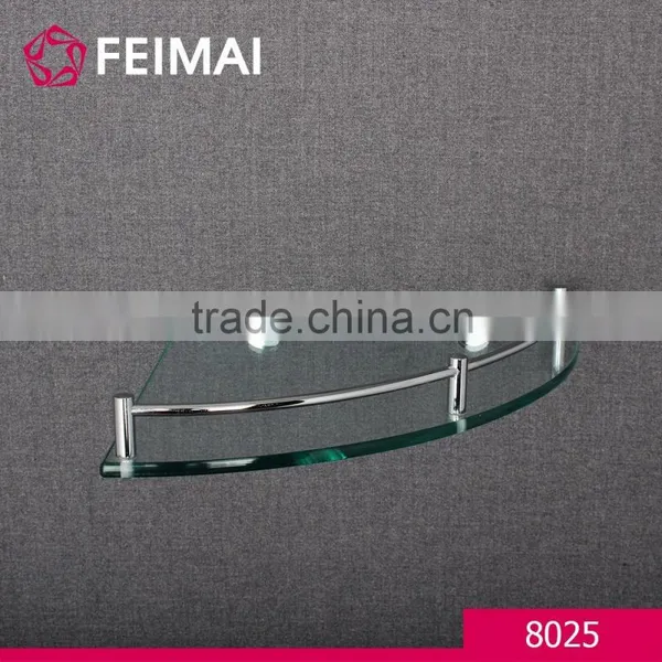 Sector Shape Brass Fitting Wall Mounted Curved Modern Glass Shelf