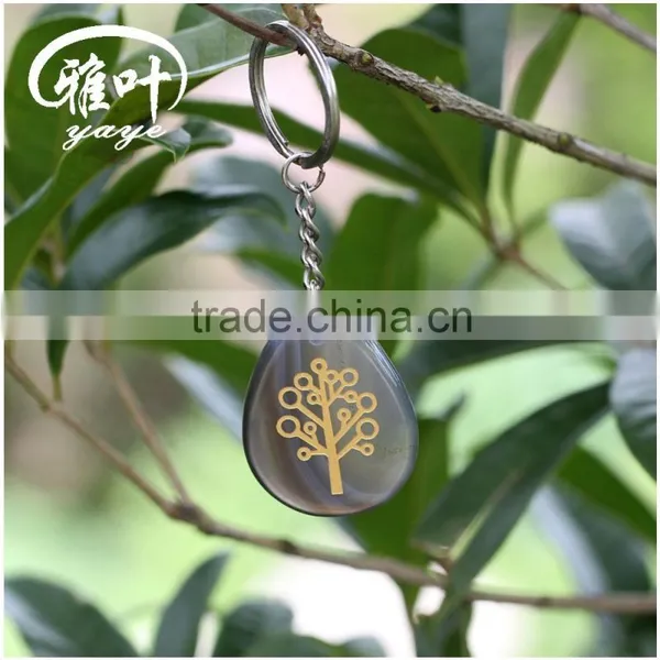 Natural Grey Agate Tree of Life Teardrop Keychains/Custom Keychains for Sale photo-3