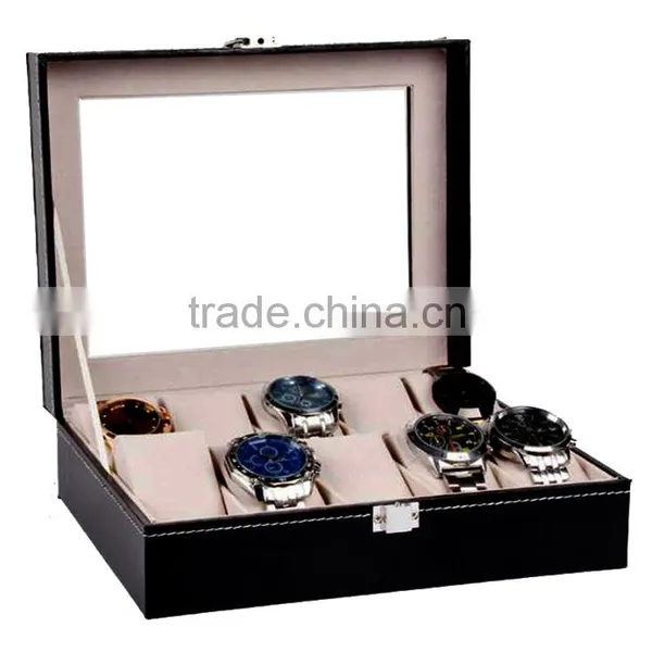 Wholesale Custom Stunning Wlegant 10 Slots Black Wooden Watch Boxes For Men. Quality Choice