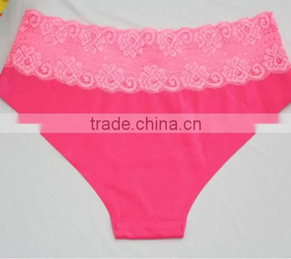Shining Fabric Lace Waist Bonded Seamless Panties photo-2