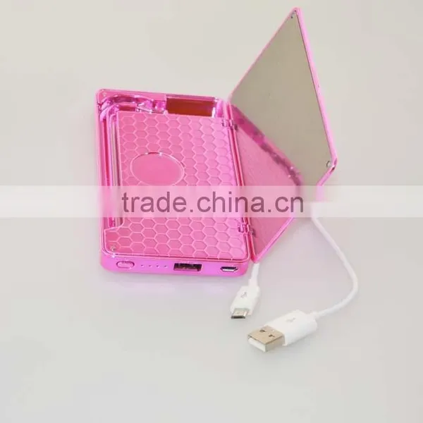 4000mAh Make-up Mirror Power Banks Charger for Women/Xiaomi/ Iphone4 5 6/PSP/MP3 Player photo-4