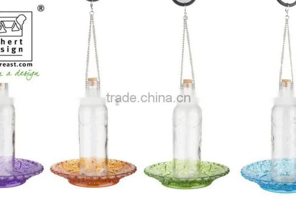Hobnail Glass Hanging Tray With Bottle Birdfood Feeding Bottle photo-2