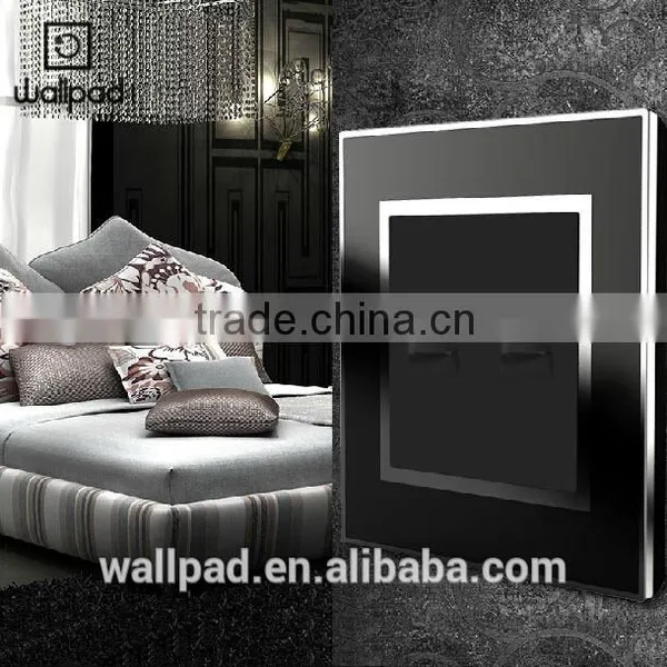 China Suppliers Wallpad Black Waterproof Acrylic Glass 110~250V EU UK Double Computer Network Socket Internet Wall Socket RJ45 photo-4