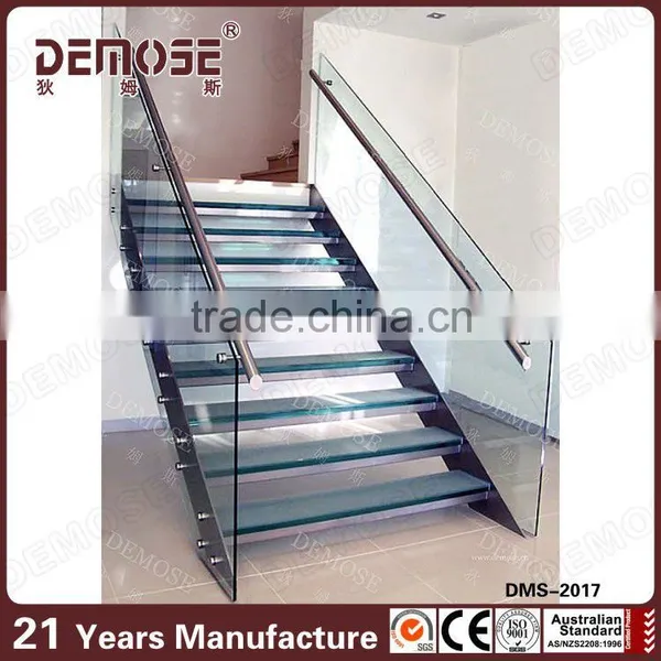 Indoor Safety Glass Straight Stairs,clear Glass Stairs,Glass Steps Stairs
