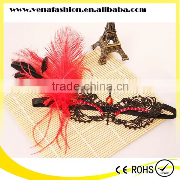 Gothic Model Feather Black Lace Mask, Lace Eye Mask photo-4