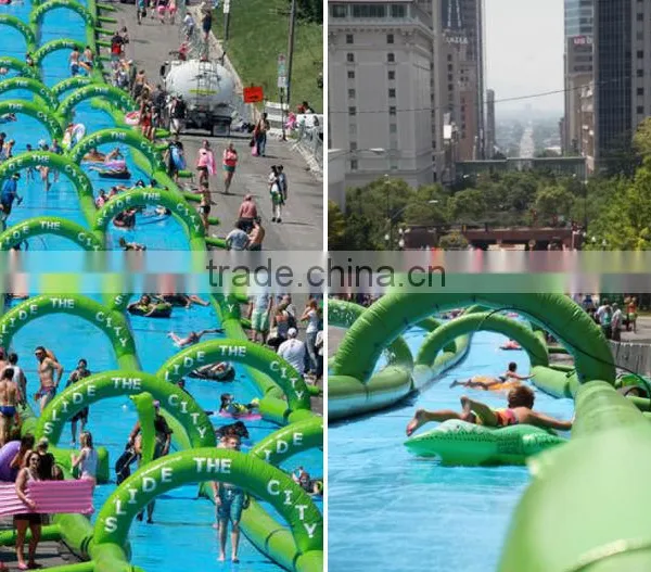 Green 300m Long Giant Inflatable Water Slide,Durable PVC Commercial Customized Inflatable Slide photo-2
