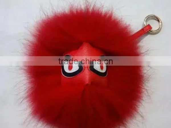 Hot Fashion Raccoon Fur Accessories Monster Fur Keychain Leather Keychain Fur Pompoms photo-4