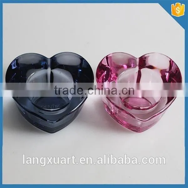 Colorful Heart Shaped Glass Candle Holder photo-3